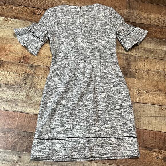 Banana Republic | Women's Black Cream Snow Leopard Back Zip Career Dress Sz 4 - Picture 4 of 4